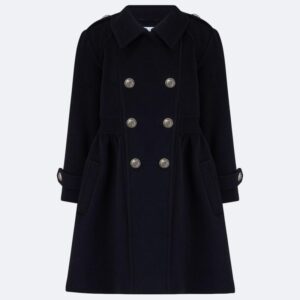 navy girls dress coat made in london by britannical on white background