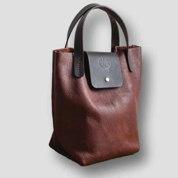 heather borg RAISIN BISON LEATHER TOTE BAG, british made leather handbag, made in UK leather bag