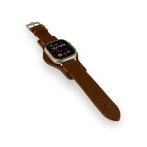 brown apple watch ultra 2 leather strap from garstin 1871 front