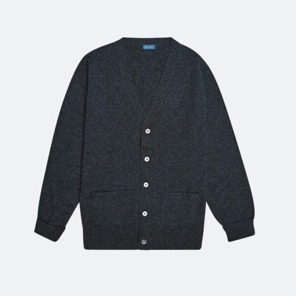grey mollach's charcoal wool cardigan made in uk