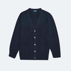 malloch's navy cardigan made in scotland navy blue men's cardigan on white backgroun