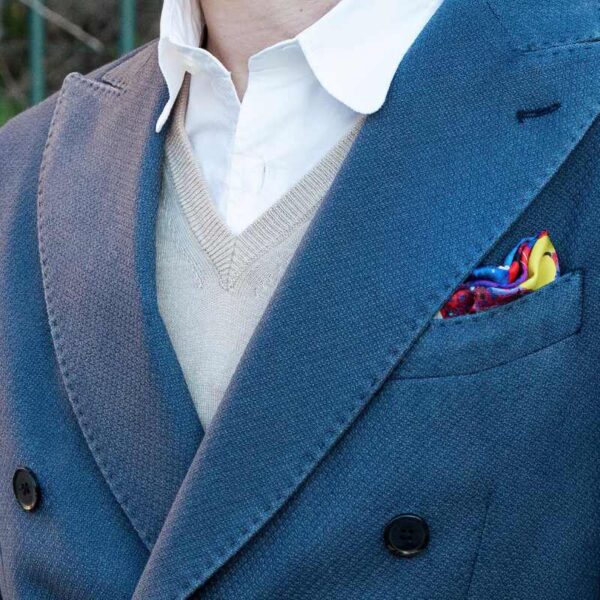 close up of man with silk pocket square