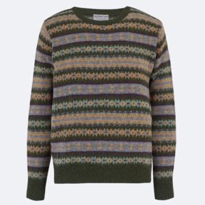 Michael ross country fair isle loden green wool jumper