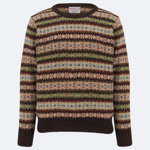 Michael ross fair isle men's wool jumper in coffee