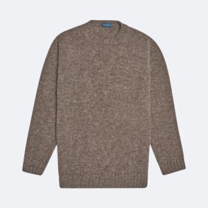 malloch's nutmeg shetland wool men's jumper on white background made in scotland