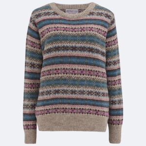 Ladies fair isle harvest knitted jumper in oatmeal