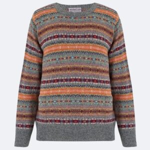 Michael Ross flannel grey fair isle wool jumper