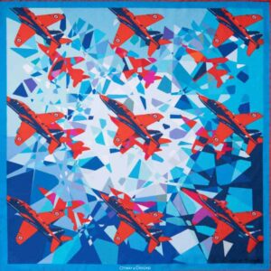 jubliee diamond Otway and Orford silk pocket sqaure of red arrows, gift for aeroplane enthusiast