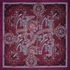 Labyrinth Silk Pocket Square - Burgundy, Red, Blue & Cream - Image 3