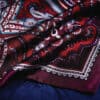 Labyrinth Silk Pocket Square - Burgundy, Red, Blue & Cream