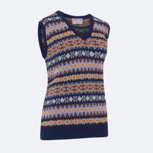 michael ross fair isle navy woollen slip