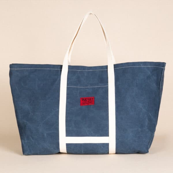 ratsey and lapthorn navy beach bag made in Uk canvas tote bag in blue