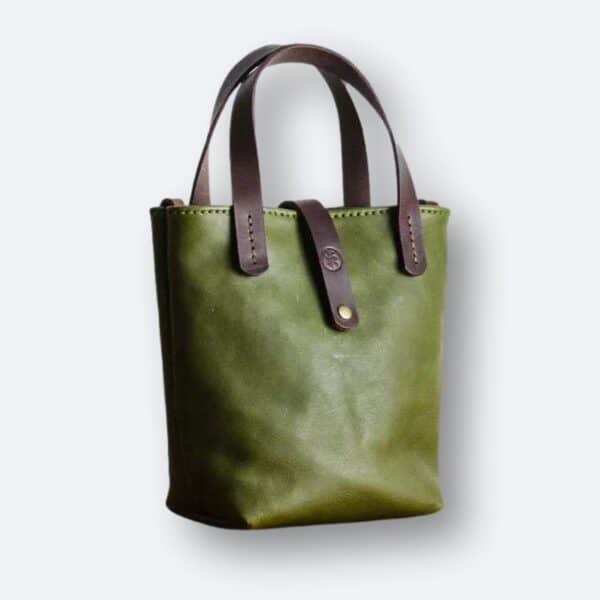 Olive Green Leather Handbag - Handmade in Britain