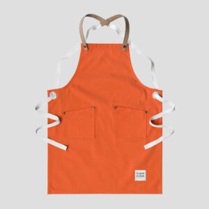 rsidon and risdon orange children's apron, kids orange apron in orange canvas craft apron for children with cork straps