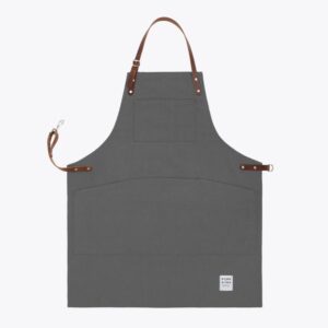 grey handmade apron made in UK on white background