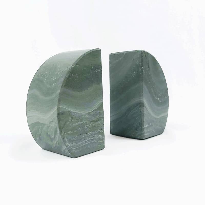 coniston stonecrafts small round slate bookends, bookend made in UK, office bookends