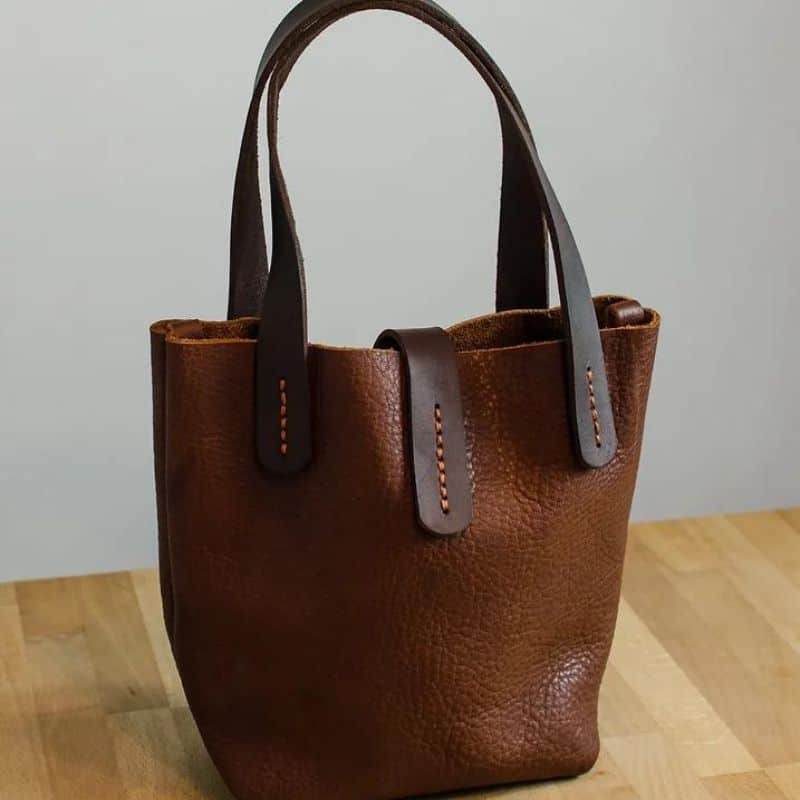 Small Brown Bison Leather Handbag - Heather Borg - SGB