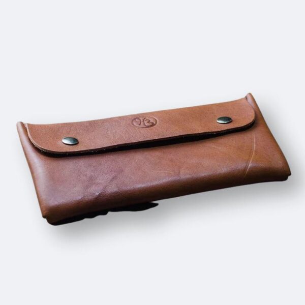 heather borg tan leather handmade leather purse crafted in Manchester UK