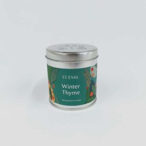 winter thyme st eval csndles, christmas candle, tin candle